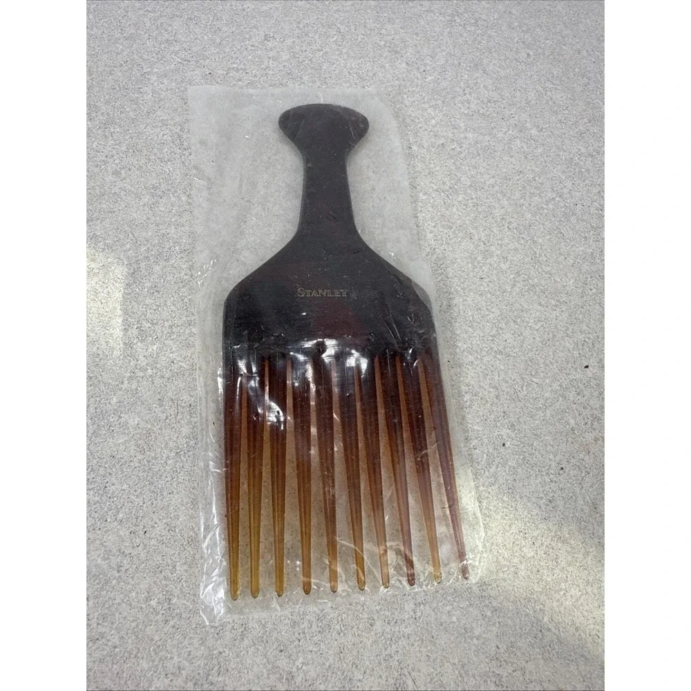 NEW Vintage‎ Brown Stanley Hair Pick Made in the USA Retro